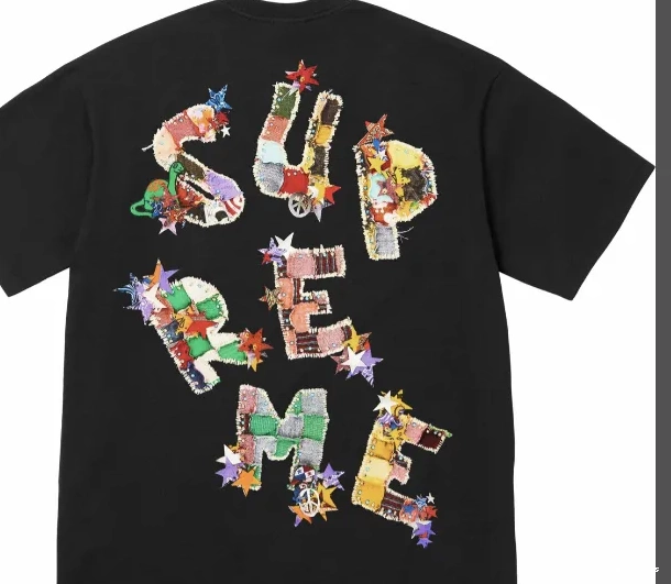 and Logo Tee Letter Patchwork L Printed S White Color Back M Black 24SS T-shirt XL 0813